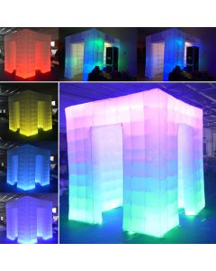 110V 8.2ft Two Door Multi-color LED Inflatable Photo Booth Enclosure Tent with Remote Control Air Tent Wedding Party Christmas Outdoor