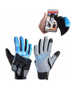ROCKBROS Winter Waterproof Full Finger Touch Scree Cycling Gloves with Rain Cover Stripe Style