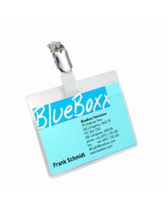 Durable Visitor Name Badge 60x90mm with Metal Clip - Includes Blank Insert Cards - Transparent (Pack 25) - 810619