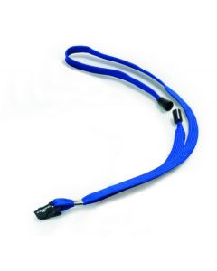 Durable Textile Lanyard with Plastic Clip - 10mm Wide x 440mm Long - Includes Safety Release - Blue (Pack 10) - 811907