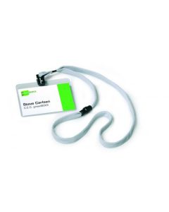 Durable Name Badge 60x90mm with Grey Lanyard - Includes Blank Insert Cards - Transparent (Pack 10) - 813910