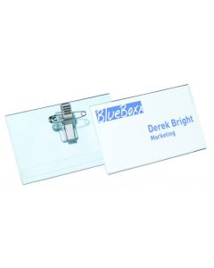 Durable Name Badge 54x90mm with Combi Clip - Includes Blank Insert Cards - Transparent (Pack 50) - 814519