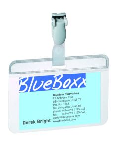 Durable Self-Laminating Name Badge 54x90mm with Plastic Clip - Transparent (Pack 25) - 814919