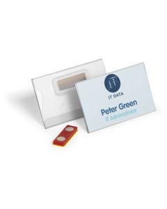 Durable Name Badge 54x90mm with Place & Hold Magnet Transparent (Pack of 25) - 824419