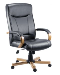 Kingston Bonded Leather Faced Executive Office Chair Black/Light Wood - 8512HLW