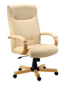 Knightsbridge Bonded Leather Faced Executive Office Chair Cream - 8513HLW