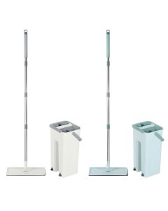 360 Rotation Spin Flat Mop Bucket Set Auto Rebound Hand-free Floor Cleaning