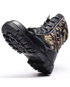 TENGOO Winter Mens Camouflage Steel toe Fur Lined work Ankle boots Labor Safety Shoes Work Shoes Waterproof