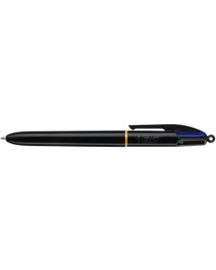 Bic 4 Colours Pro Ballpoint Pen 1mm Tip 0.32mm Line Black Barrel Black/Blue/Green/Red Ink (Pack 12) - 982869