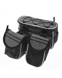 Bike Frame Front Tube Bag Double Pouch Bicycle Saddle Tube Bag Outdoor Cycling with Waterproof Cover