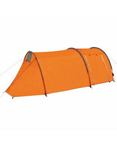 Waterproof Camping Tent 2~4 Persons Tunnel Tent For Camping Hiking Travel Fibreglass Poles Gray+Orange