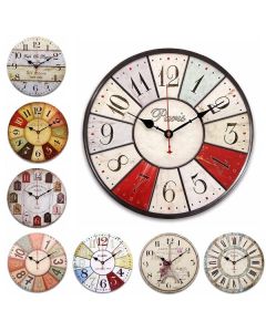 Colorful Large Wooden Wall Clock Vintage Rustic Shabby For Home Decoration Art