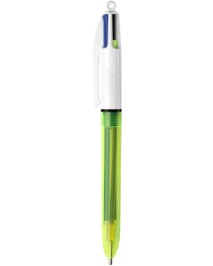 Bic 4 Colours Fluo Ballpoint Pen & Highlighter 1.0 Tip 0.32 Line & 1.6 Tip 0.42 Line Yellow/White Barrel Black/Blue/Red/Yellow Ink (Pack 12) - 933948