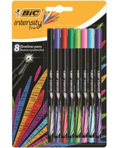 Bic Intensity Fineliner Pen 0.8mm Tip 0.4mm Line Assorted Colours (Pack 8) - 942075