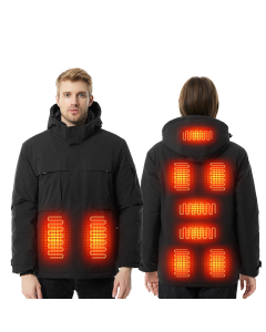 TENGOO Smart Heated Jacket 9 Heating Zones 3-Gears Control Outdoor Mens Vest Coat USB Electric Heating Hooded Jackets Warm Winter Thermal Clothing