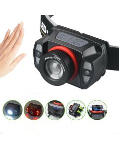 XPE+LED Strong Light Headlamp Built-in Battery USB Charging Wave Sensing Zoom Strong Light Headlamp