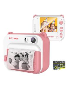 BlitzWolf BW-DP1 Photo Printer 1920*1080 Children's Camera Video 58mm Thermal Instant Print Kids Camera Printer Birthday Christmas Gifts for Boys and Girls with 32GB TF Card