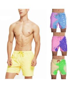 Color-changing Beach Shorts Men Swimming Surfing Board Swimwear Quick Dry Discoloration Shorts