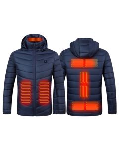 Unisex 11 Areas Heating Jacket Men 3-Modes Adjust USB Electric Heated Coat Thermal Hoodie Jacket For Winter Sport Skiing Cycling Blue