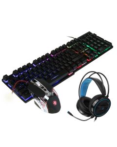 Bakeey Mice Keyboards Headphones Combo 104-Key Backlit Mechanical Waterproof Wired Keyboard G5 800DPI Wired Mice 7.1 Stereo Sound 3.5MM USB E-Sports Headset with Mic RGB Luminous Gaming Set