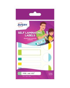 Avery Self Laminating Waterproof Labels 86x17mm Pastel Colours White (Pack 24) - APBAS24.UK