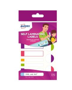 Avery Self Laminating Waterproof Labels 86x17mm Neon Colours White (Pack 24) - APFLUO24.UK