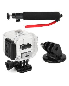 Protetive 45mm Waterproof Housing Case and Selfie Stick Monopod and Tripod Mount Adapter With Red Strap For Go