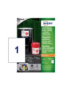 Avery Ultra Resistant Labels 210 x 297mm Permanent 1 Label Per Sheet (20 Labels Per Pack) B4775-20