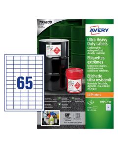Avery Ultra Resistant Labels 38 x 21 mm Permanent 65 Labels Per Sheet 3250 Labels Per Pack B7651-50