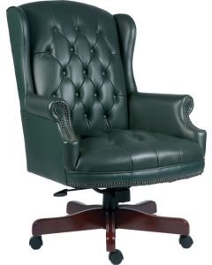 Chairman Antique Style Bonded Leather Faced Executive Office Chair Green - B800GR