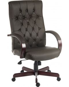 Warwick Antique Style Bonded Leather Faced Executive Office Chair Brown - B8501BN