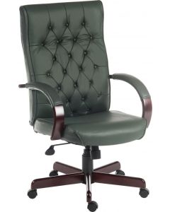 Warwick Antique Style Bonded Leather Faced Executive Office Chair Green - B8501GR
