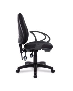 Nautilus Designs Java 200 Medium Back Twin Lever Fabric Operator Office Chair With Fixed Arms Black - BCF/P505/BK/A