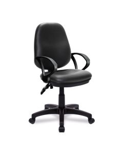Nautilus Designs Java 200 Medium Back Twin Lever Vinyl Operator Office Chair With Fixed Arms Black - BCF/P505/BKV/A