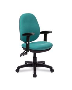 Nautilus Designs Java 200 Medium Back Twin Lever Fabric Operator Office Chair With Height Adjustable Arms Green - BCF/P505/GN/ADT