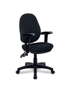 Nautilus Designs Java 300 Medium Back Synchronous Triple Lever Fabric Operator Office Chair With Height Adjustable Arms Black - BCF/P606/BK/ADT