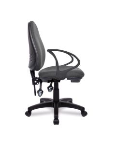 Nautilus Designs Java 300 Medium Back Synchronous Triple Lever Fabric Operator Office Chair With Fixed Arms Grey - BCF/P606/GY/A