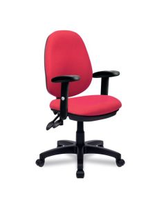 Nautilus Designs Java 300 Medium Back Synchronous Triple Lever Fabric Operator Office Chair With Height Adjustable Arms Red - BCF/P606/RD/ADT