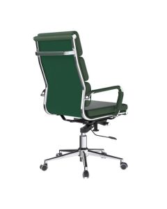 Nautilus Designs Avanti High Back Bonded Leather Executive Office Chair With Individual Back Cushions and Fixed Arms Green - BCL/6003/FGN