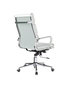 Nautilus Designs Avanti High Back Bonded Leather Executive Office Chair With Individual Back Cushions and Fixed Arms White - BCL/6003/WH