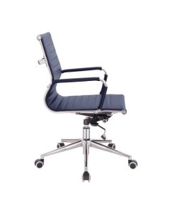 Nautilus Designs Aura Contemporary Medium Back Bonded Leather Executive Office Chair With Fixed Arms Blue - BCL/8003/BL