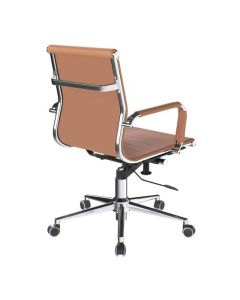 Nautilus Designs Aura Contemporary Medium Back Bonded Leather Executive Office Chair With Fixed Arms Coffee Brown - BCL/8003/BW