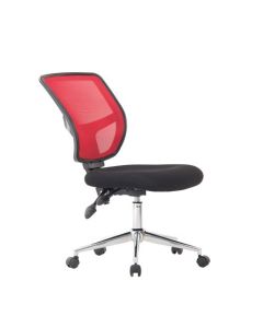 Nautilus Designs Nexus Designer Medium Back Two Tone Mesh Operator Office Chair With Sculptured Lumbar & Spine Support No Arms Red - BCM/K512/RD