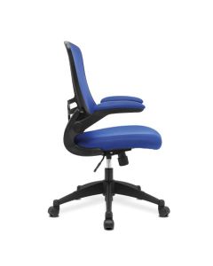 Nautilus Designs Luna Designer High Back Mesh Blue Task Operator Office Chair With Folding Arms and Black Shell - BCM/L1302/BL