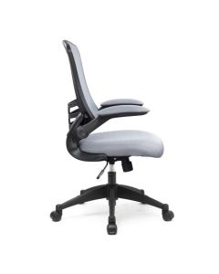Nautilus Designs Luna Designer High Back Mesh Grey Task Operator Office Chair With Folding Arms and Black Shell - BCM/L1302/GY