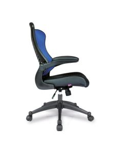 Nautilus Designs Mercury 2 High Back Mesh Executive Office Chair With AIRFLOW Fabric Seat and Folding Arms Blue - BCM/L1304/BL