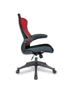 Nautilus Designs Mercury 2 High Back Mesh Executive Office Chair With AIRFLOW Fabric Seat and Folding Arms Red - BCM/L1304/RD
