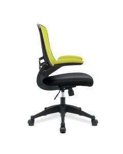 Nautilus Designs Luna Designer High Back Two Tone Mesh Task Operator Office Chair With Folding Arms & Black Shell Green/Black - BCM/T1302/GN
