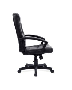 Nautilus Designs Darwin High Back Leather Effect Executive Office Chair With Integral Headrest and Fixed Arms Black - BCP/1007/PU/BK