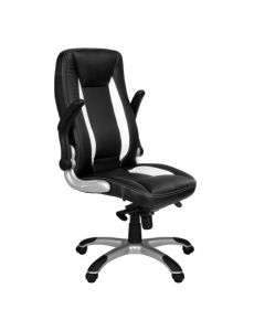 Nautilus Designs Friesian High Back Leather Effect Executive Office Chair With Folding Arms Black and White - BCP/4025/BWH